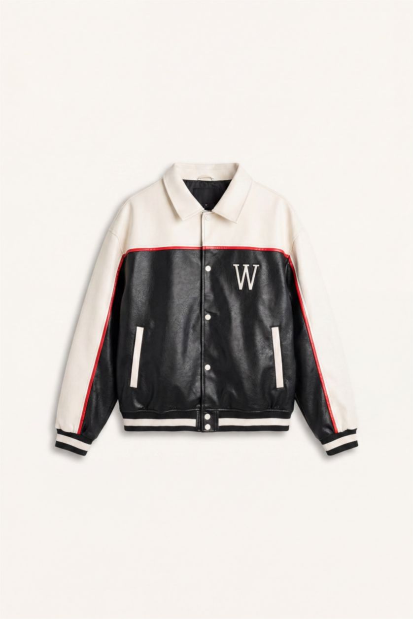 Men Black Faux Leather Jacket