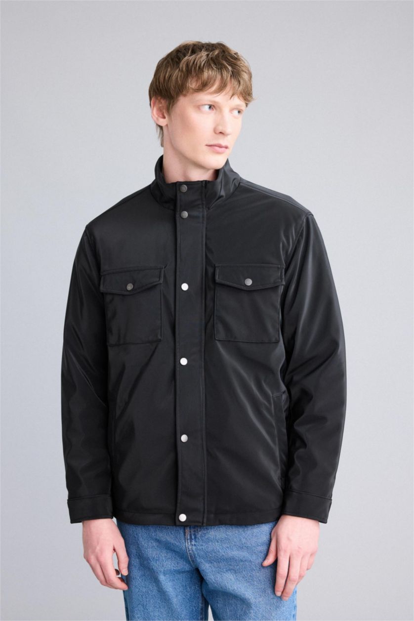 Erkek Siyah Regular Fıt Mont