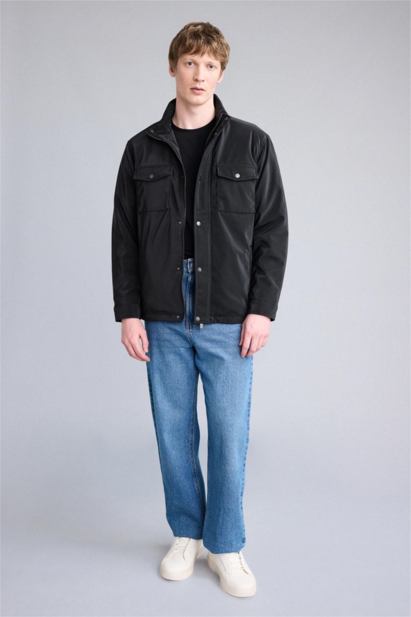 Erkek Siyah Regular Fıt Mont