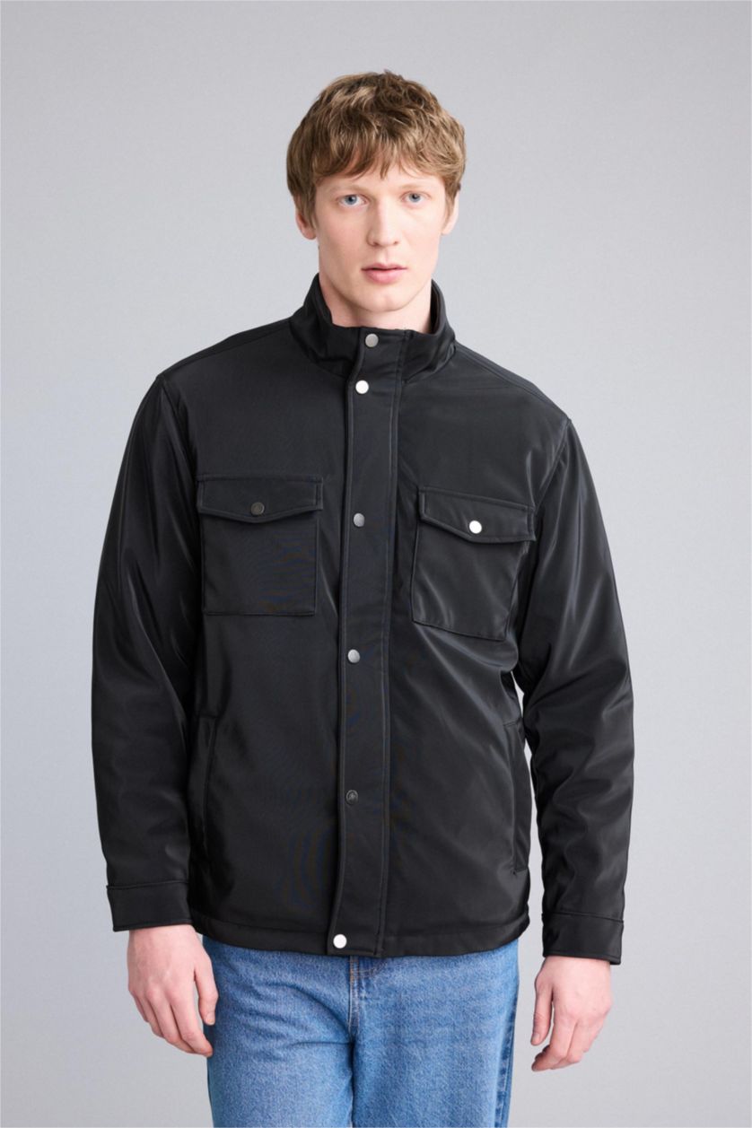 Erkek Siyah Regular Fıt Mont