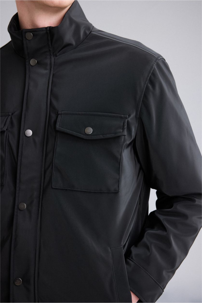 Erkek Siyah Regular Fıt Mont