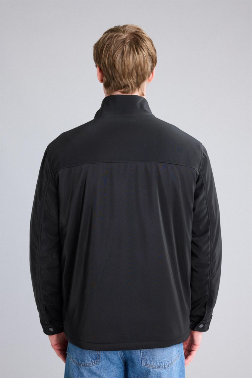 Erkek Siyah Regular Fıt Mont