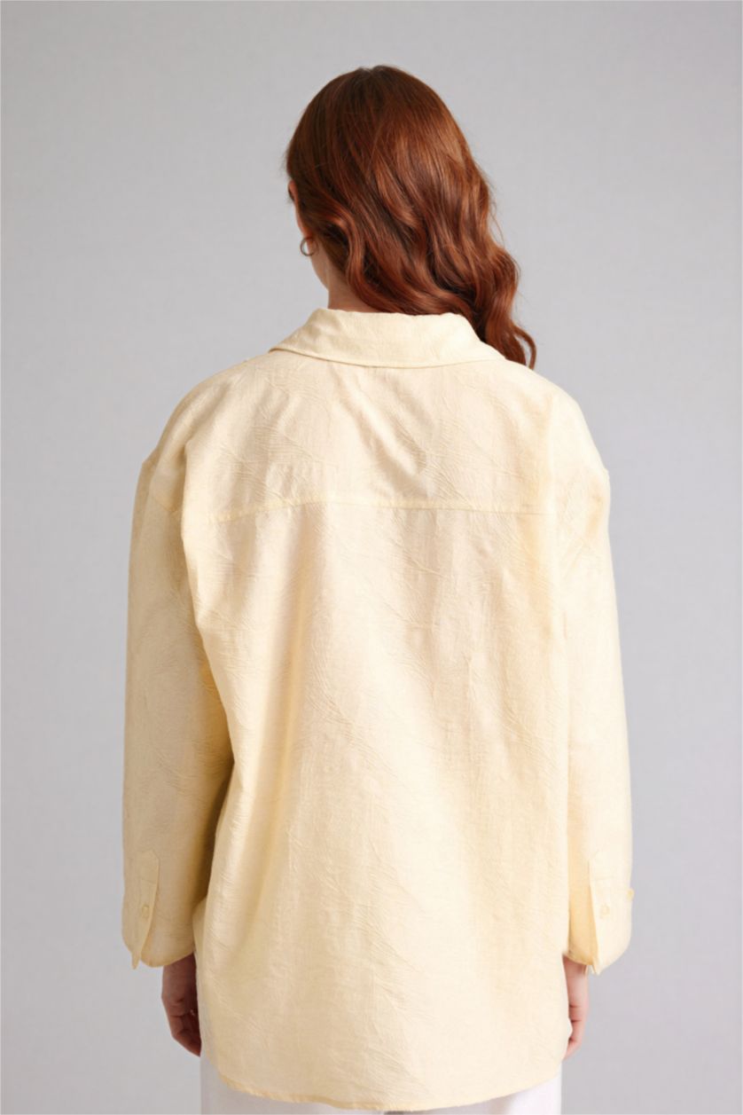 Kadın Ekru Regular Fıt Çiçekli Gömlek Tunik