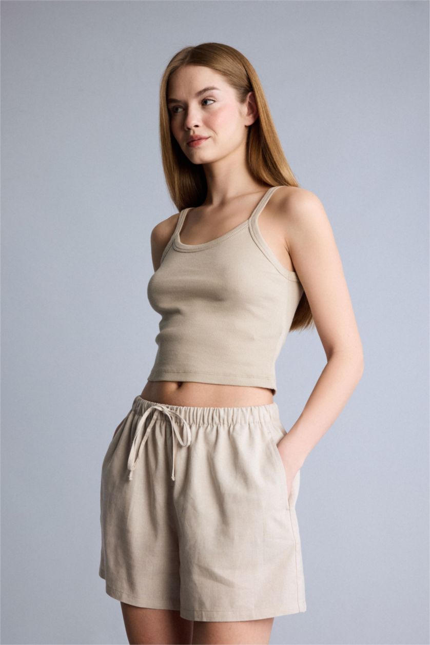 Женщины Бежевый Linen Blended