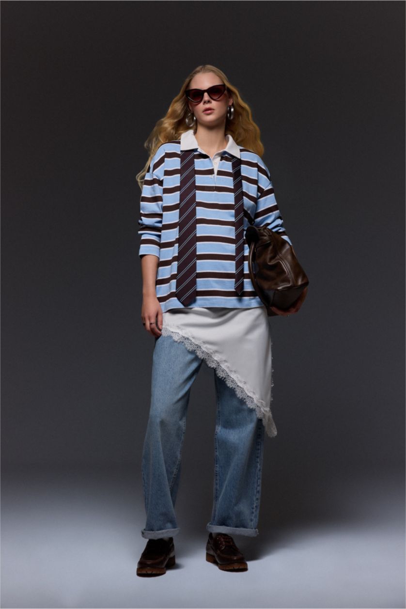 Woman Ecru Asymmetric Satin Normal Waist Mini Skirt