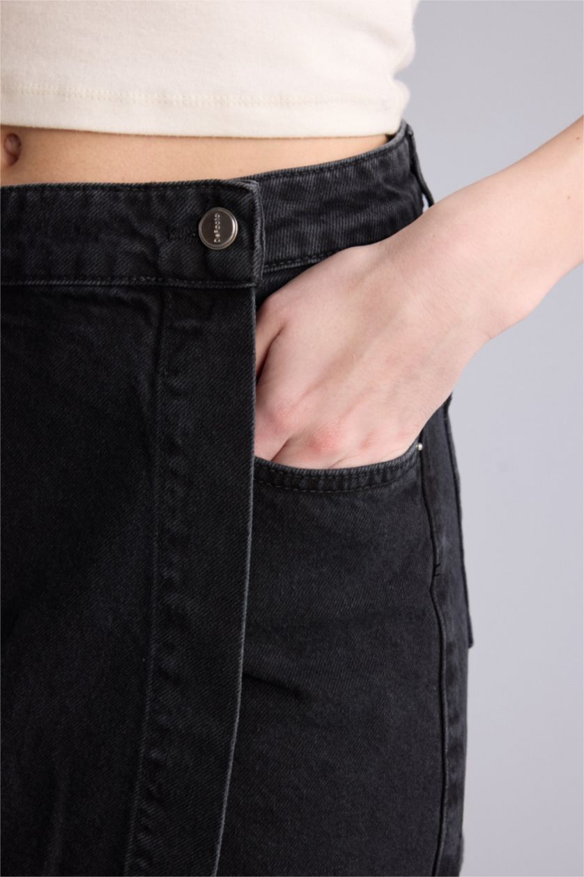 Kadın Siyah Normal Bel Jean Şort