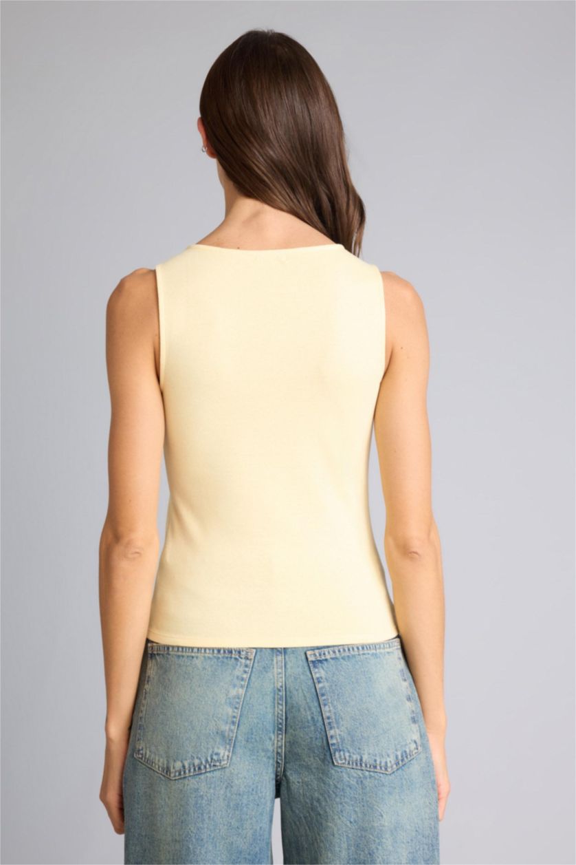 FEMME Jaune Clair Débardeur côtelé à col bateau Coupe slim