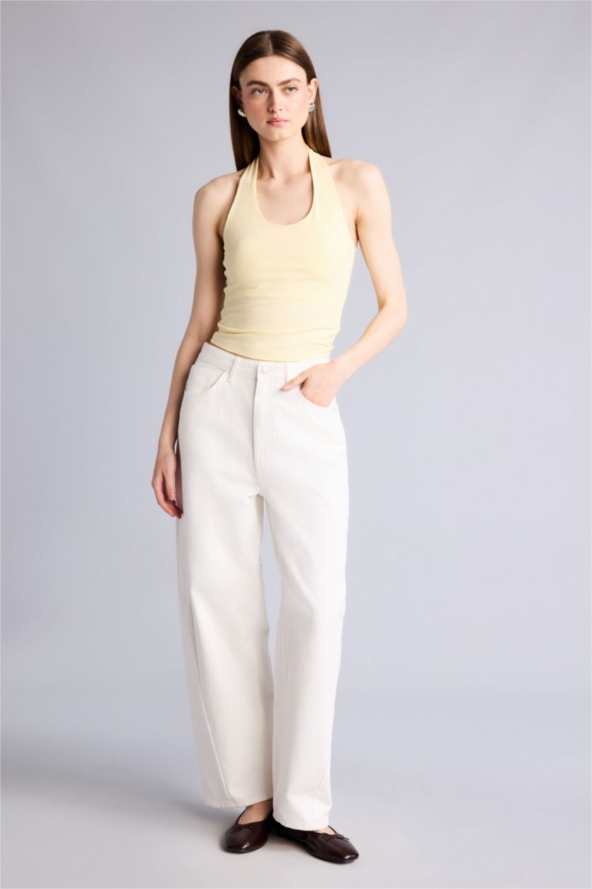 Әйелдерге Ашық Сары Slim Fit майка