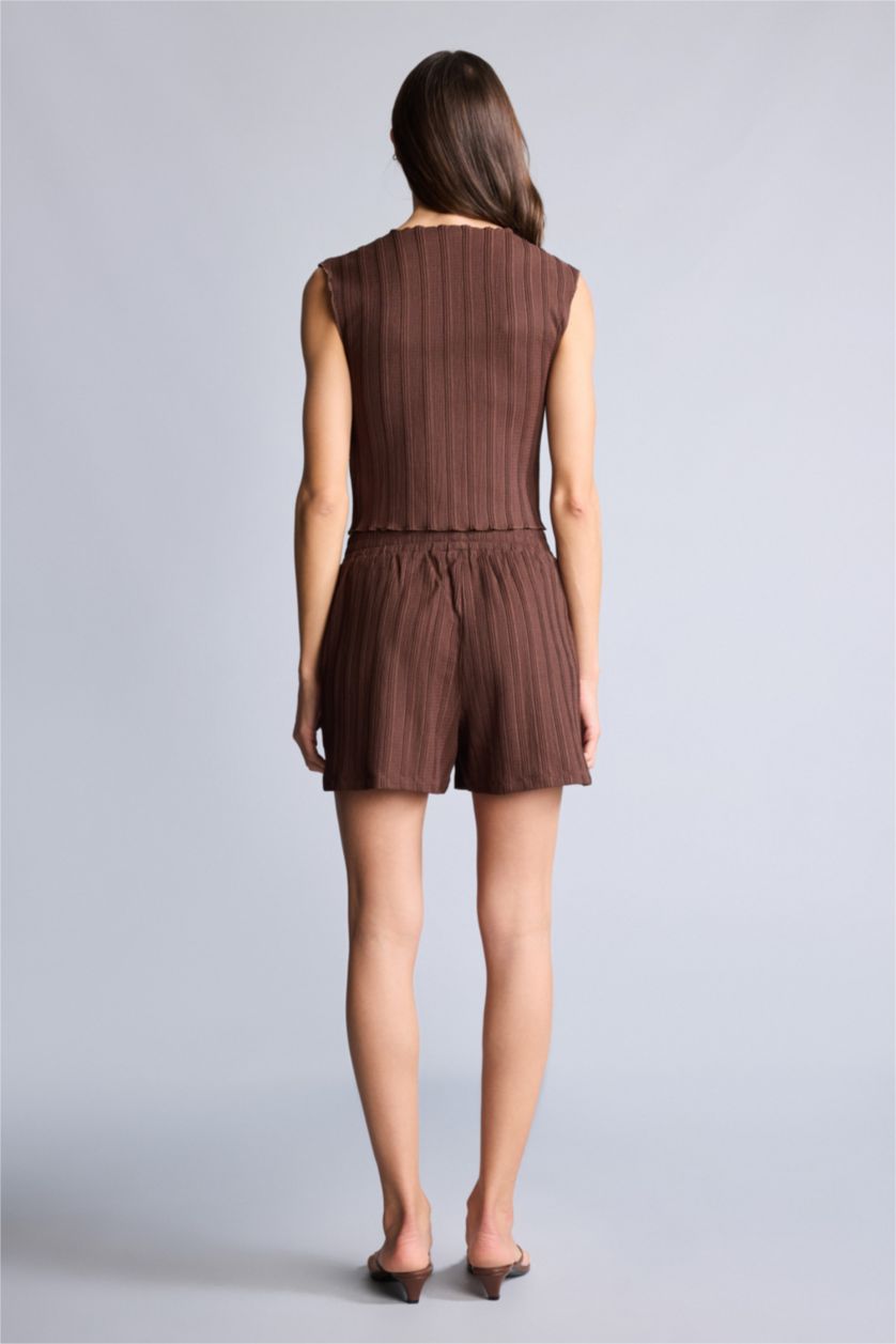 Әйелдерге Қоңыр Regular Fit бүрмелі шорты