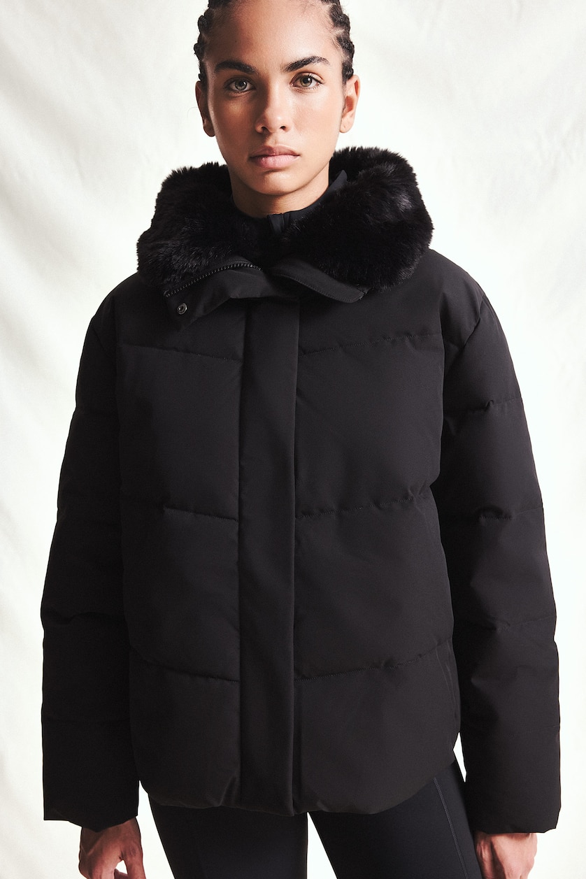 نساء أسود Zipper Puffer Jacket