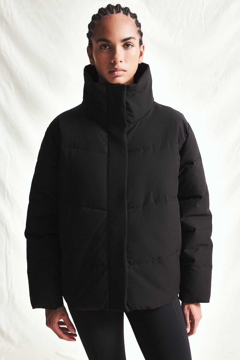نساء أسود Zipper Puffer Jacket