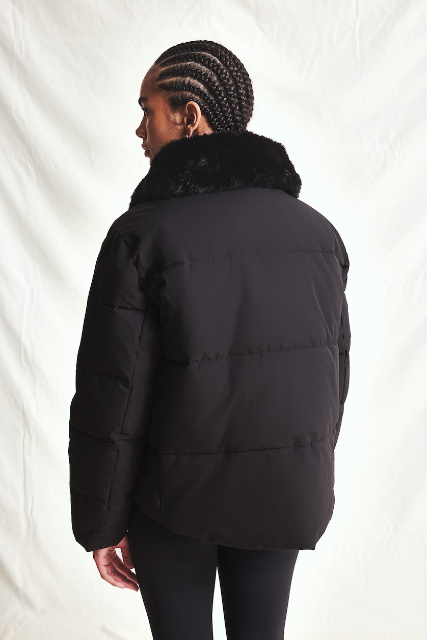 نساء أسود Zipper Puffer Jacket