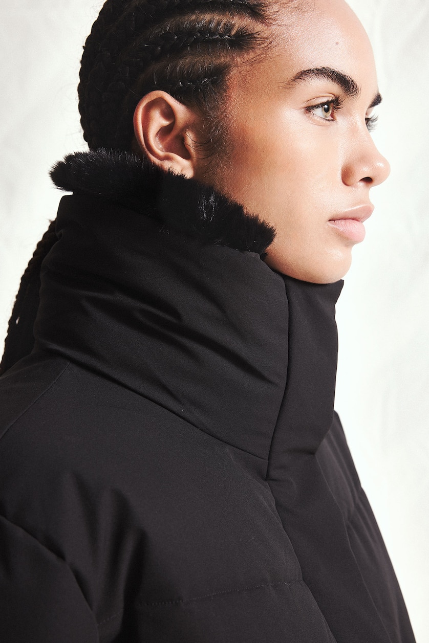 نساء أسود Zipper Puffer Jacket