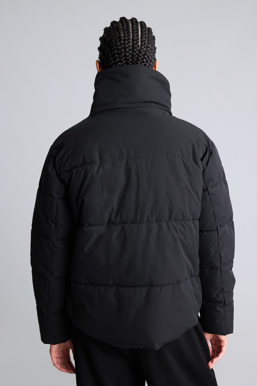 Kadın Siyah Regular Fit Kürk Yaka Şişme Mont
