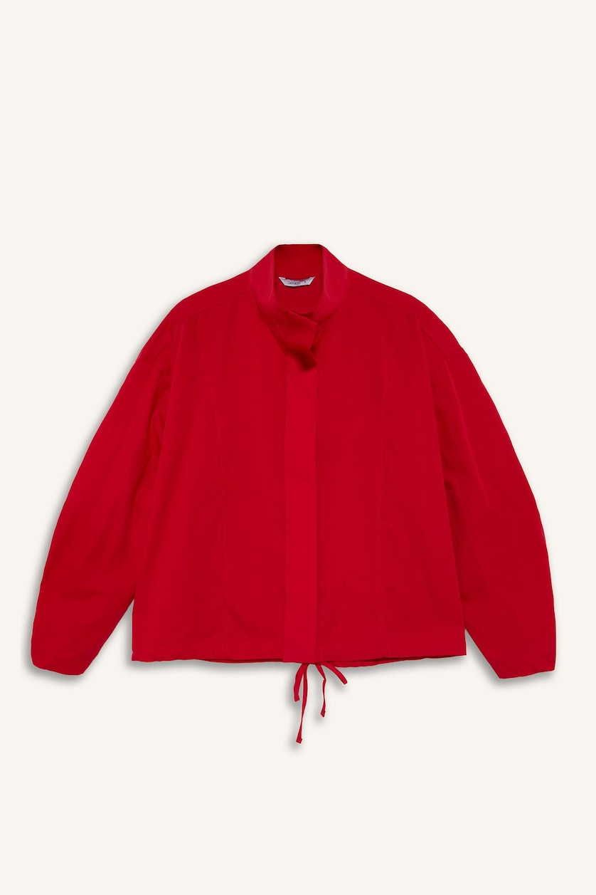 Kadın Kırmızı %100 Pamuk Regular Fit Poplin Tunik