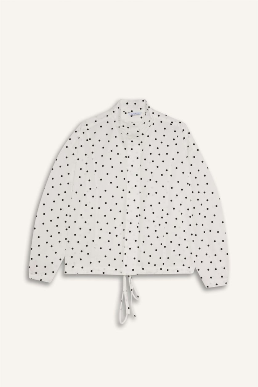 حريمي اوف وايت 100% Cotton Polka Dot Poplin Tunic