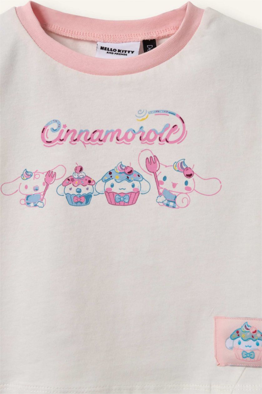 Kız Bebek Ekru Cınnamoroll Oversıze Penye Tişört Kız Bebek