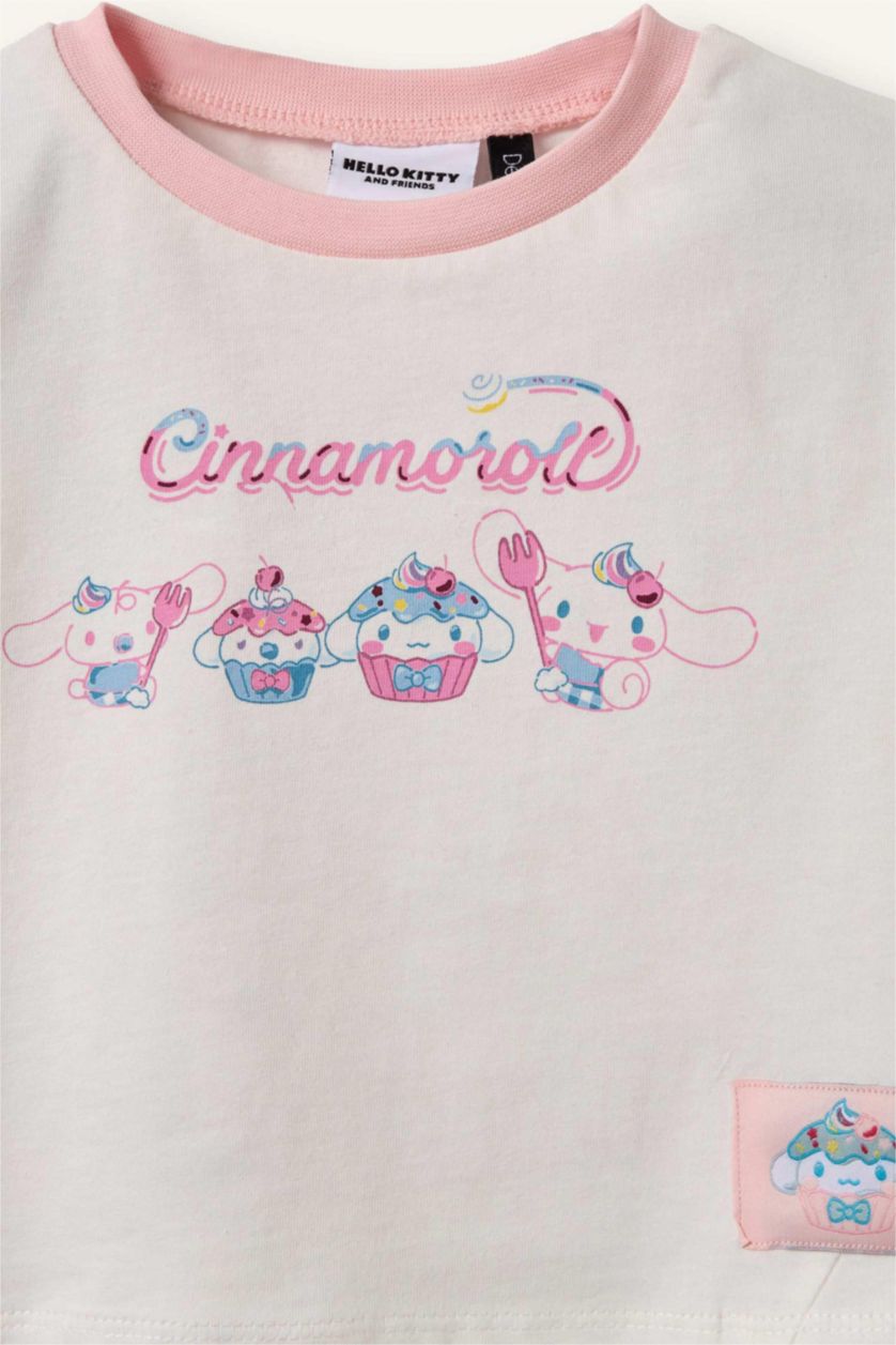 Baby Girls Ecru Oversize Fit Short Sleeve T-Shirt