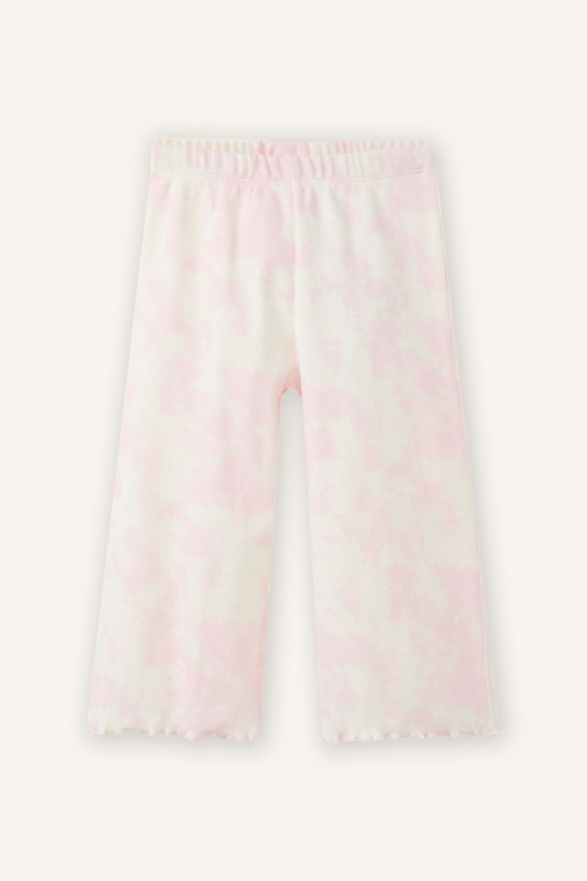 Kız Bebek Pembe Wıde Leg Batik Fitilli Kaşkorse Pantolon Kız Bebek