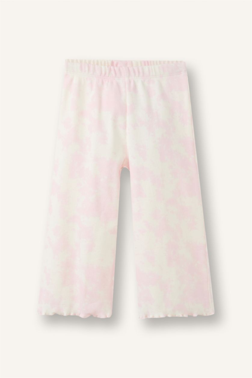 Kız Bebek Pembe Wıde Leg Batik Fitilli Kaşkorse Pantolon Kız Bebek
