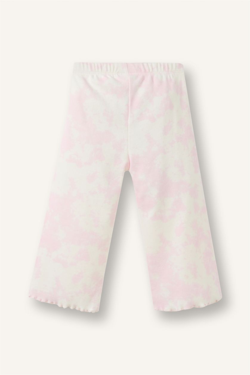 Kız Bebek Pembe Wıde Leg Batik Fitilli Kaşkorse Pantolon Kız Bebek