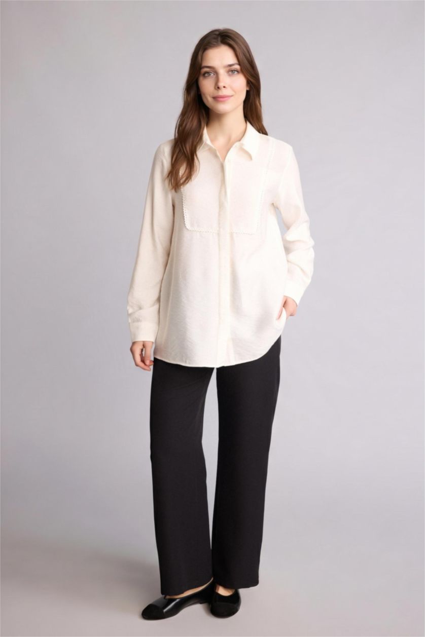 Kadın Siyah Regular Fit Geniş Paça Pantolon