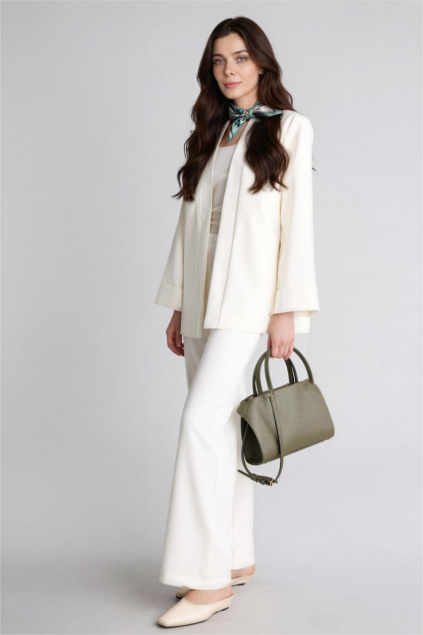 Woman Ecru Regular Fit Trousers