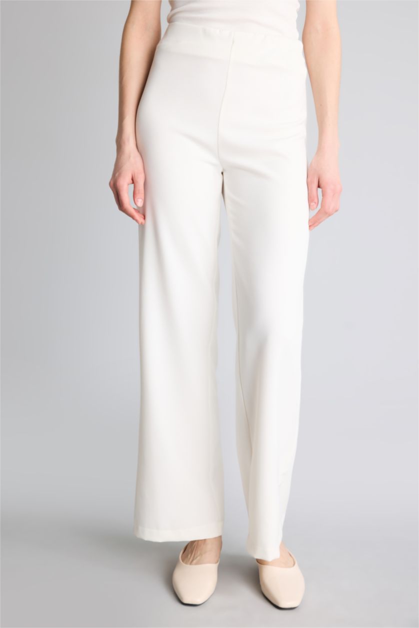 Woman Ecru Regular Fit Trousers