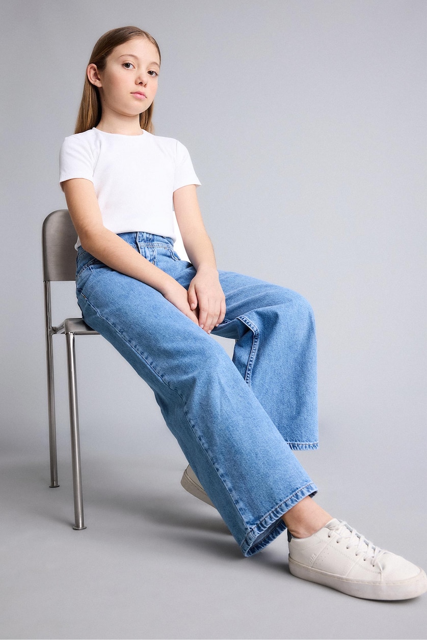 Young Girls - Teen Girls Blue Girl Wide Leg Jeans