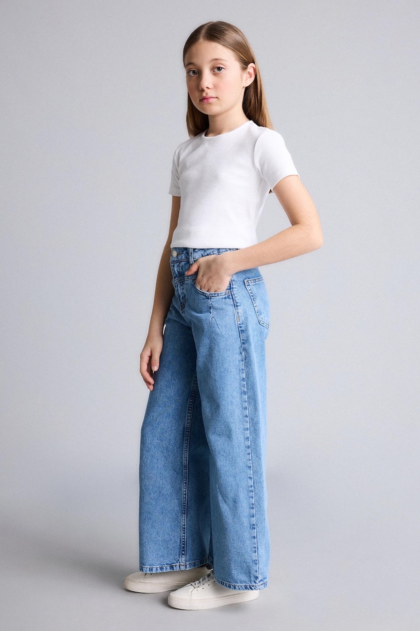 Young Girls - Teen Girls Blue Girl Wide Leg Jeans