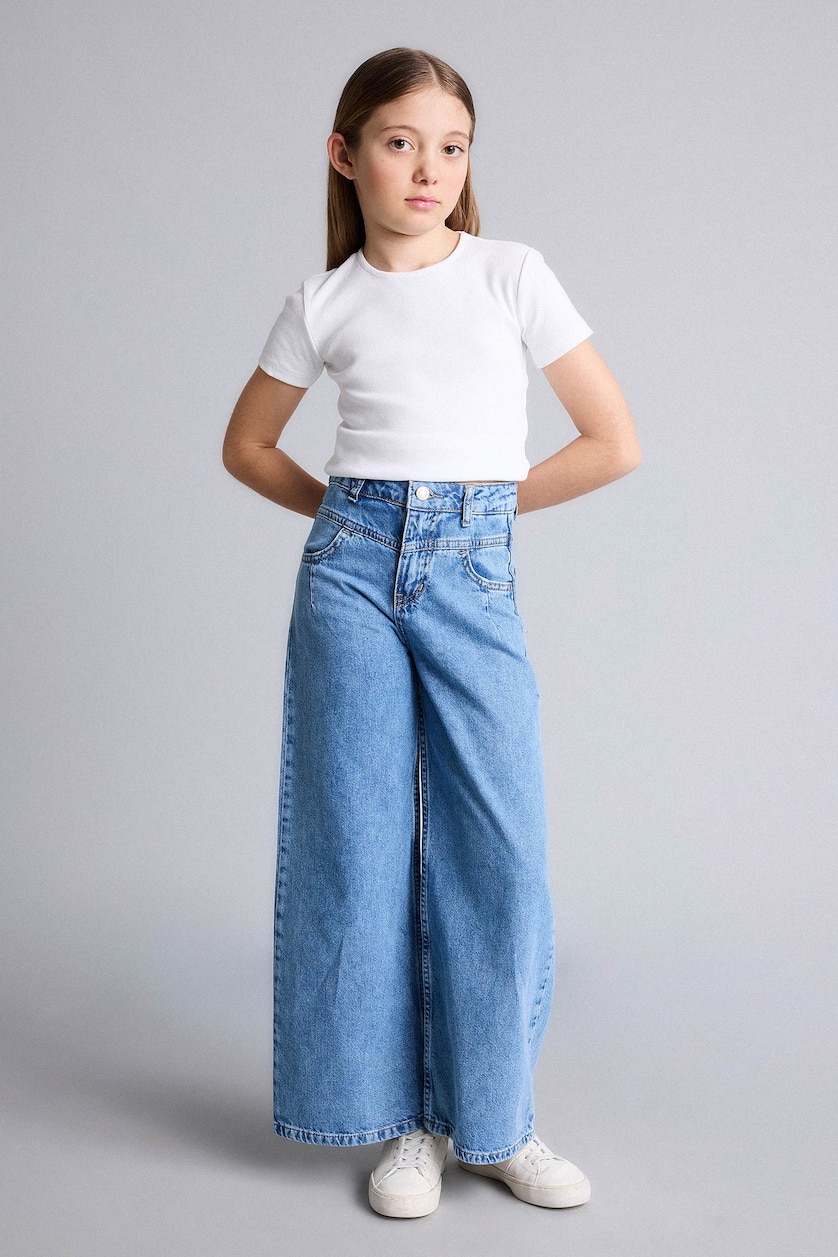 Young Girls - Teen Girls Blue Girl Wide Leg Jeans