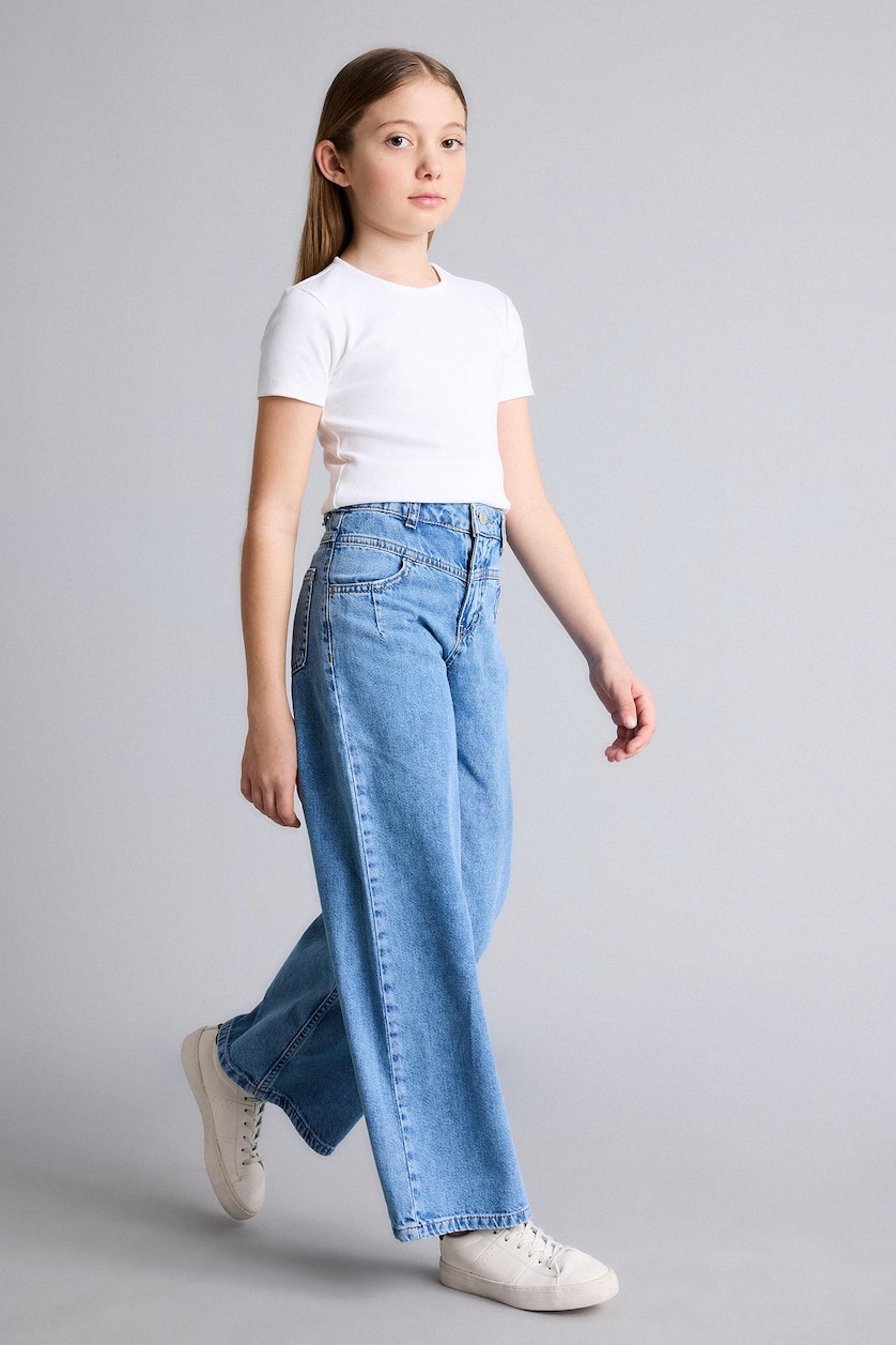 Young Girls - Teen Girls Blue Girl Wide Leg Jeans
