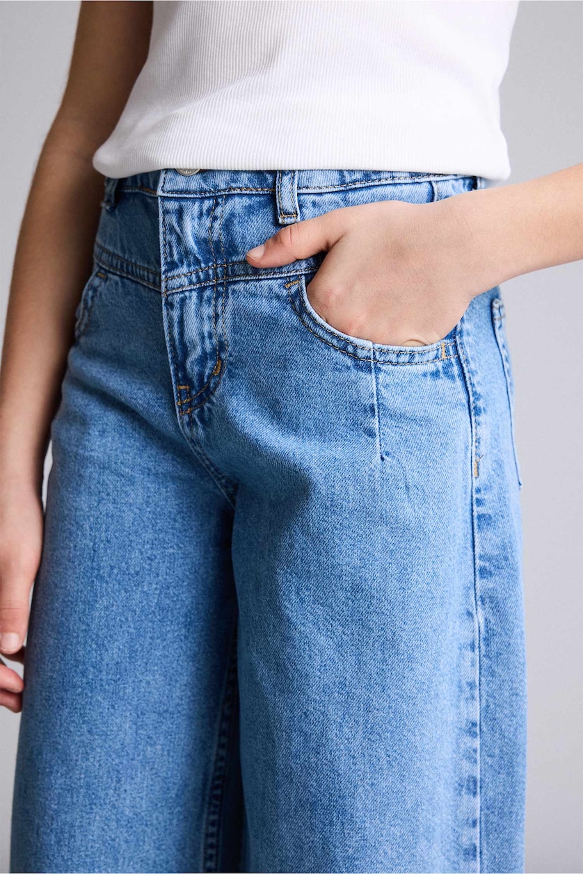 Young Girls - Teen Girls Blue Girl Wide Leg Jeans
