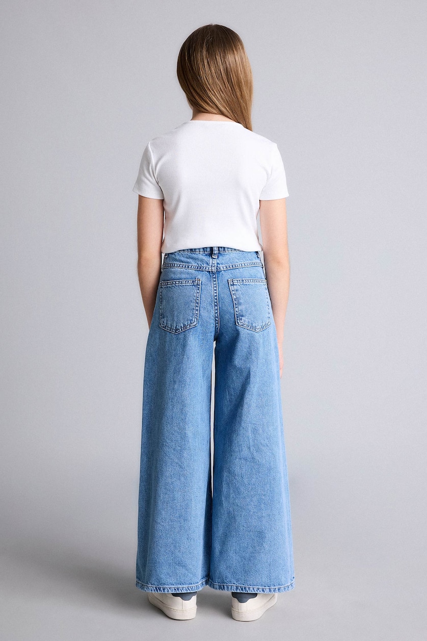Young Girls - Teen Girls Blue Girl Wide Leg Jeans
