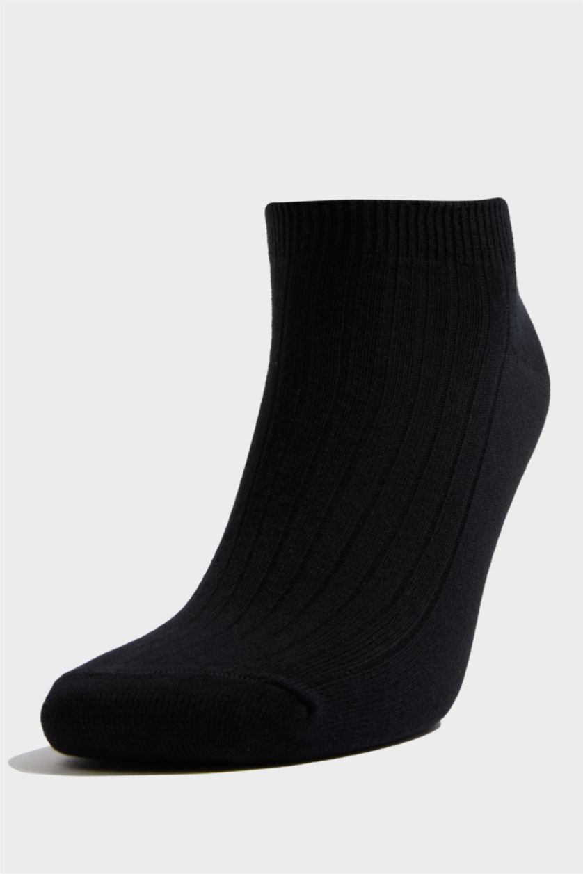 Kadın Siyah Kadın 5'li Pamuklu Patik Çorap