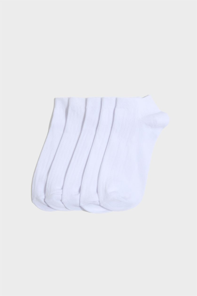 Kadın Beyaz Kadın 5'li Pamuklu Patik Çorap