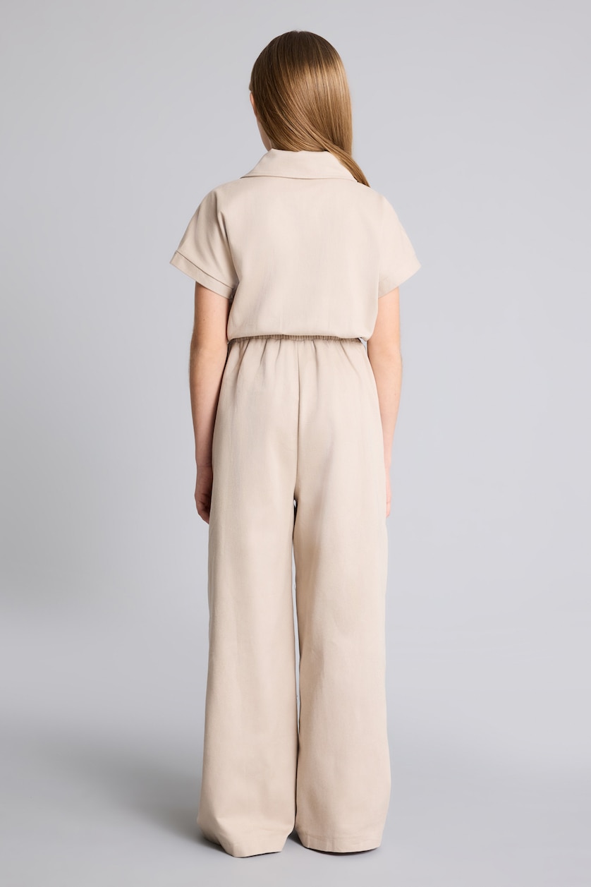 Young Girls - Teen Girls Stone Gabardine Regular Fit 3/4 Sleeve Jumpsuit