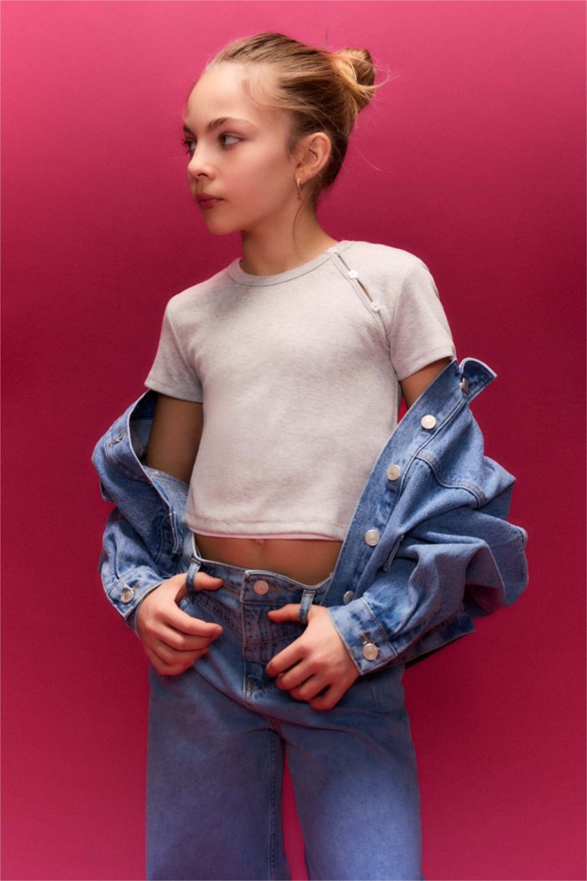 GIRLS & TEENS Light Grey Melange Girl Ribbed Camisole T-Shirt