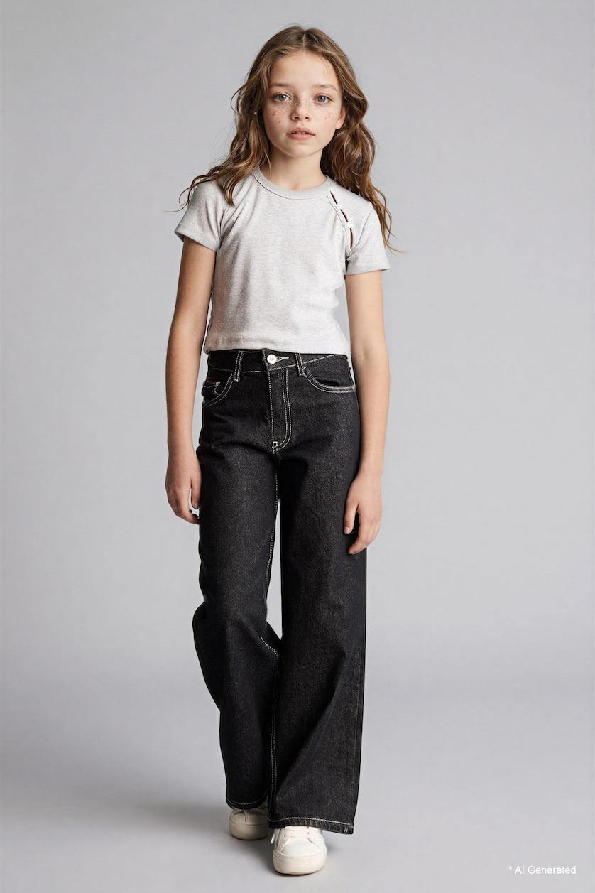 GIRLS & TEENS Light Grey Melange Girl Ribbed Camisole T-Shirt