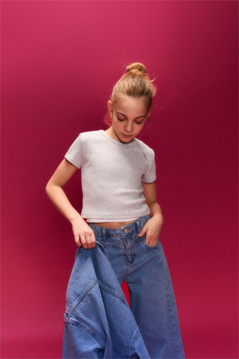 GIRLS & TEENS Light Grey Melange Girl Ribbed Camisole T-Shirt