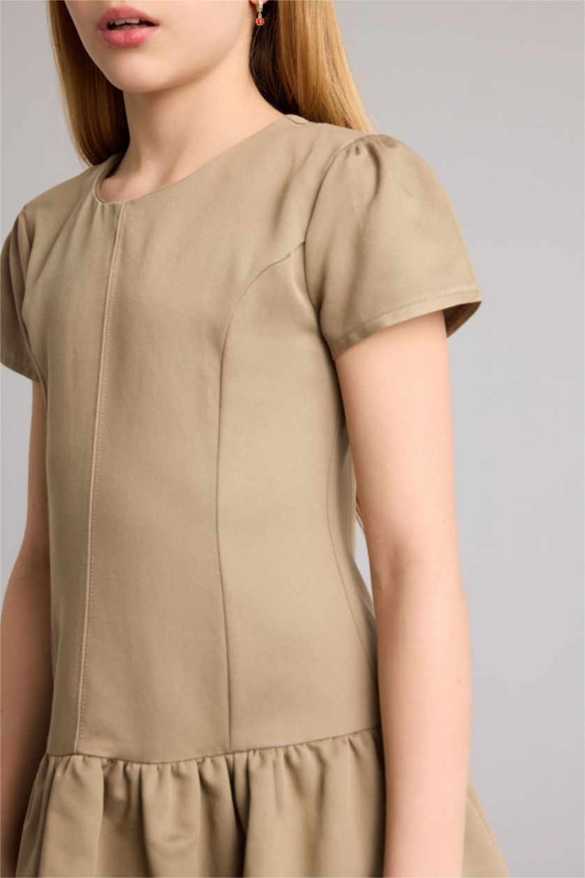 Kız Çocuk - Genç Kız Haki Gabardin Elbise Kız Çocuk