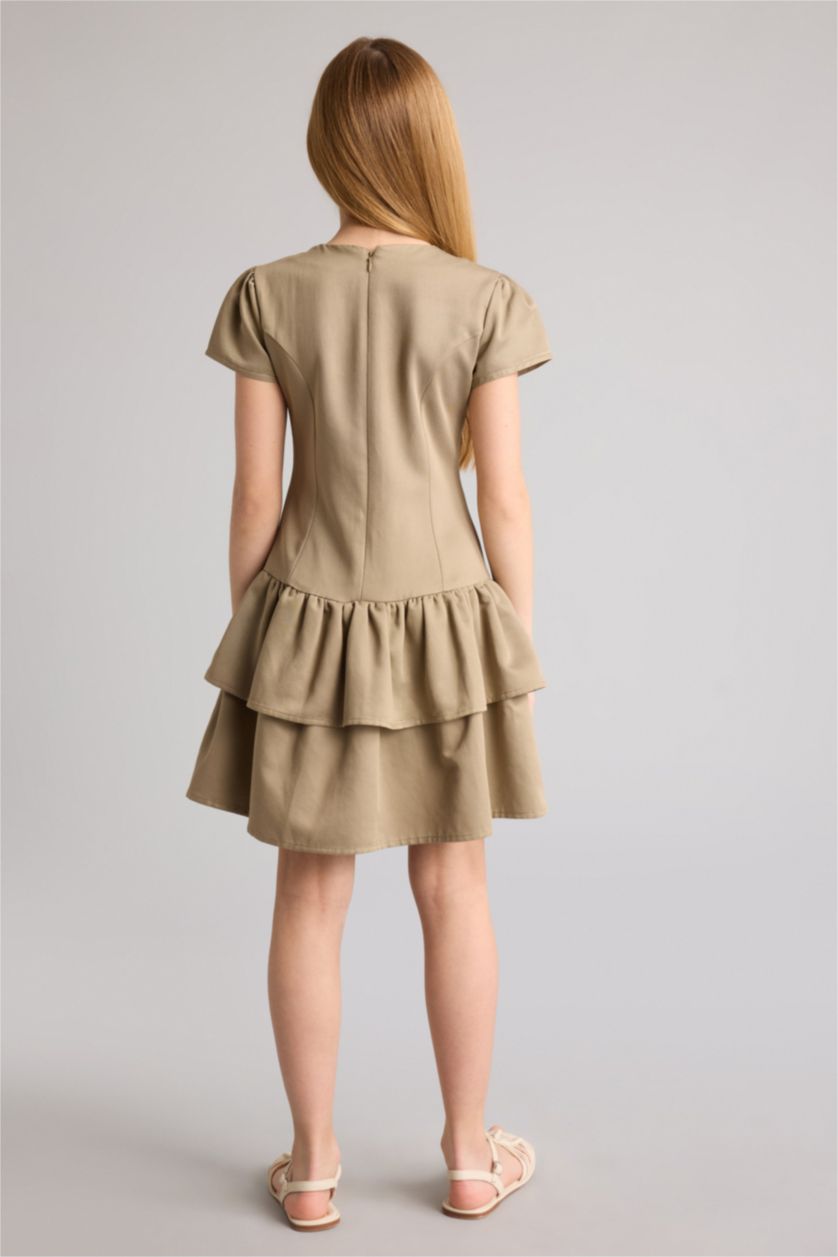 Kız Çocuk - Genç Kız Haki Gabardin Elbise Kız Çocuk