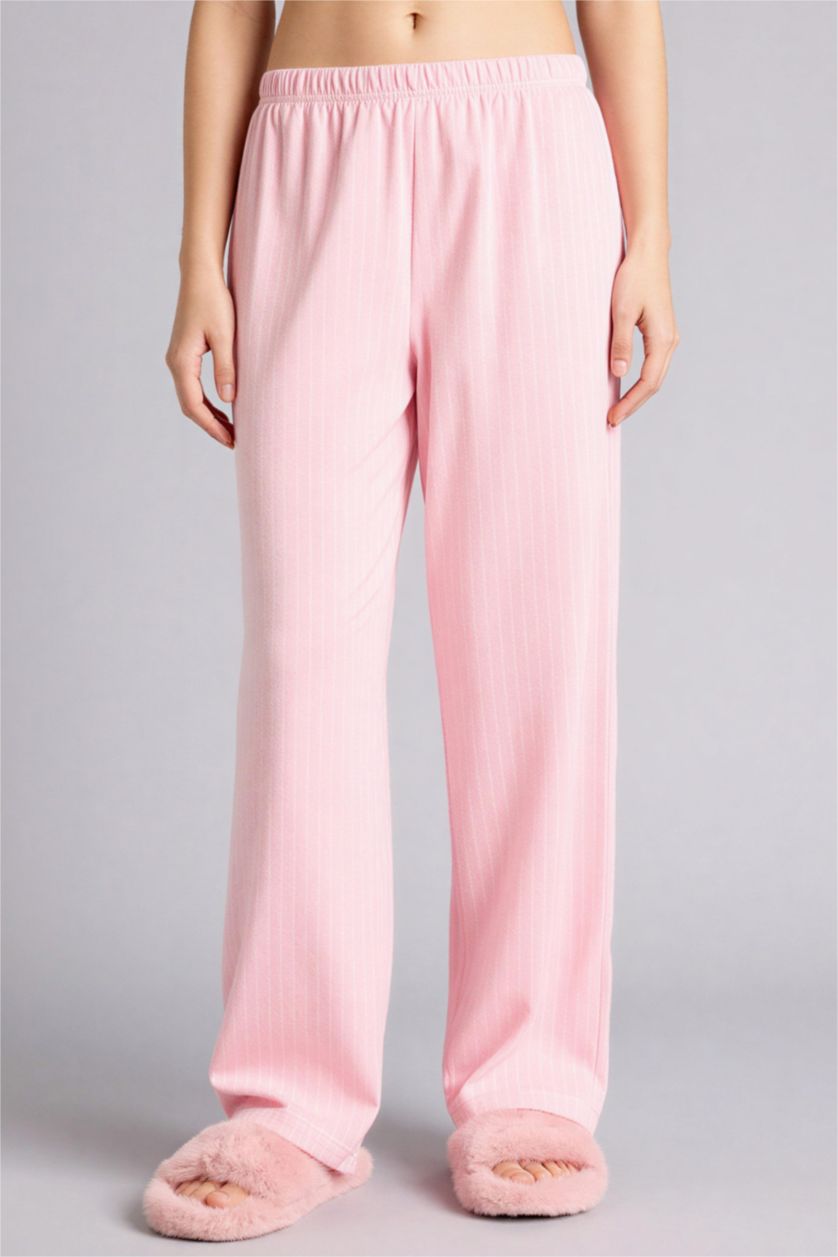 حريمي زهري طقم قصة عادية كم طويل - قطعتين