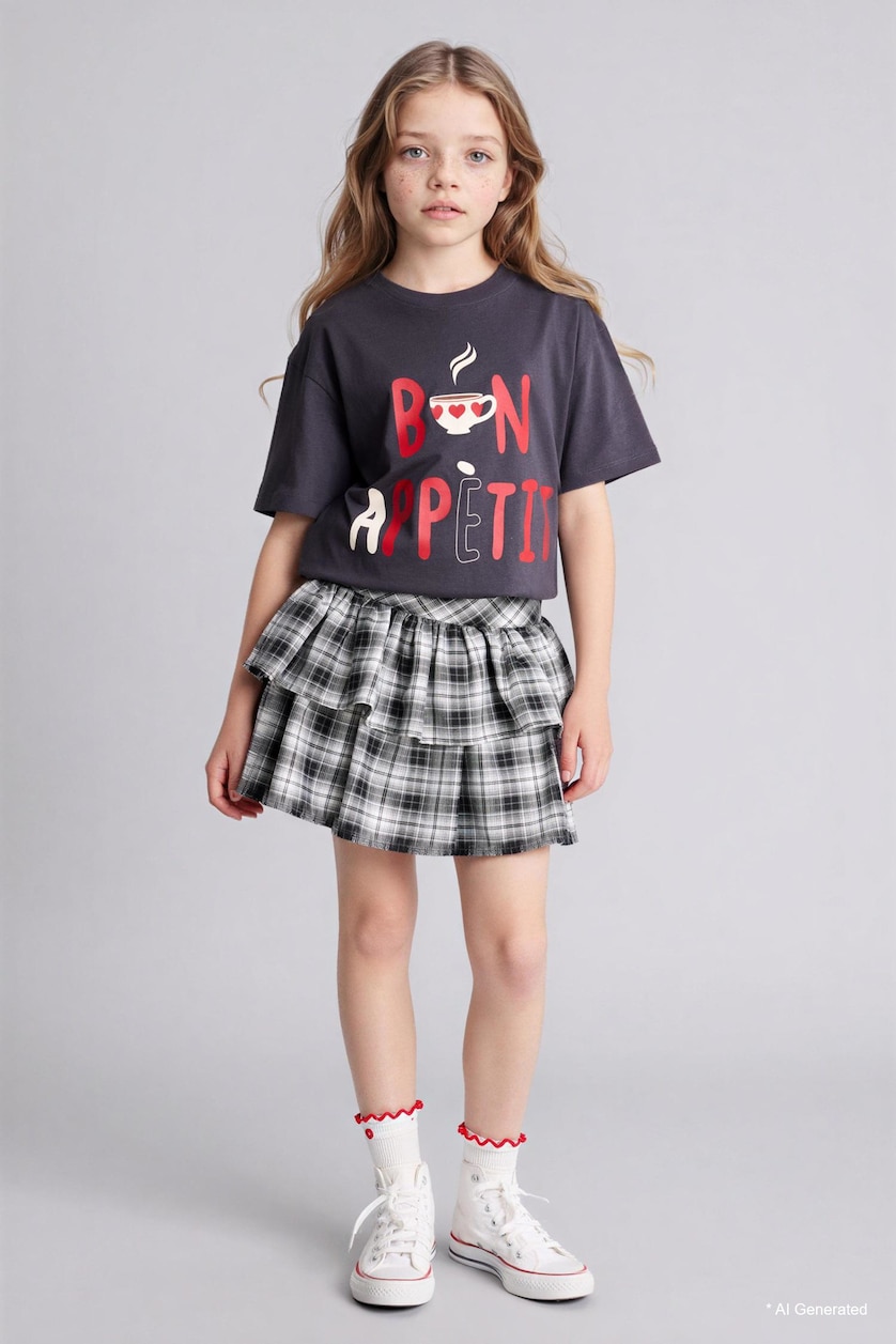 Girls & Teens Black Girl Flanel Regular Fit Skirt