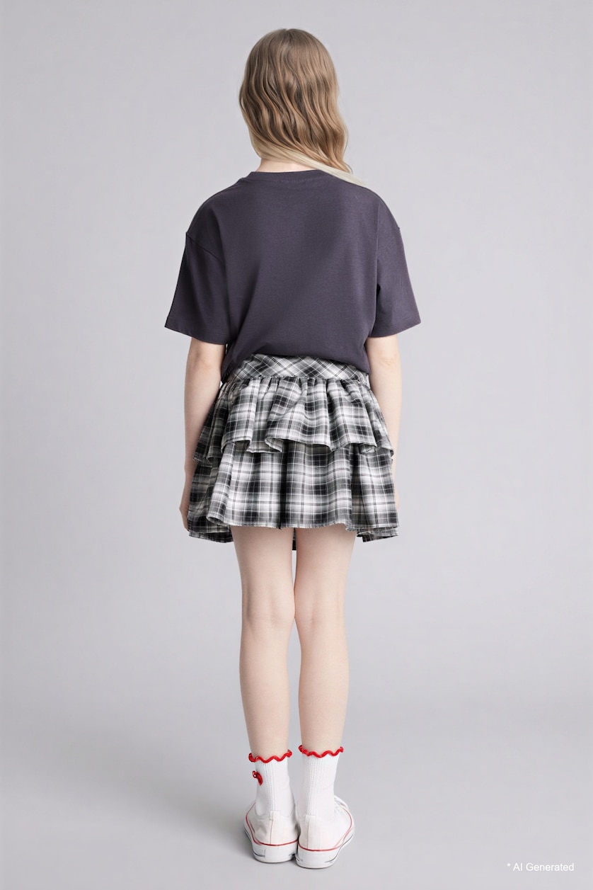 Girls & Teens Black Girl Flanel Regular Fit Skirt