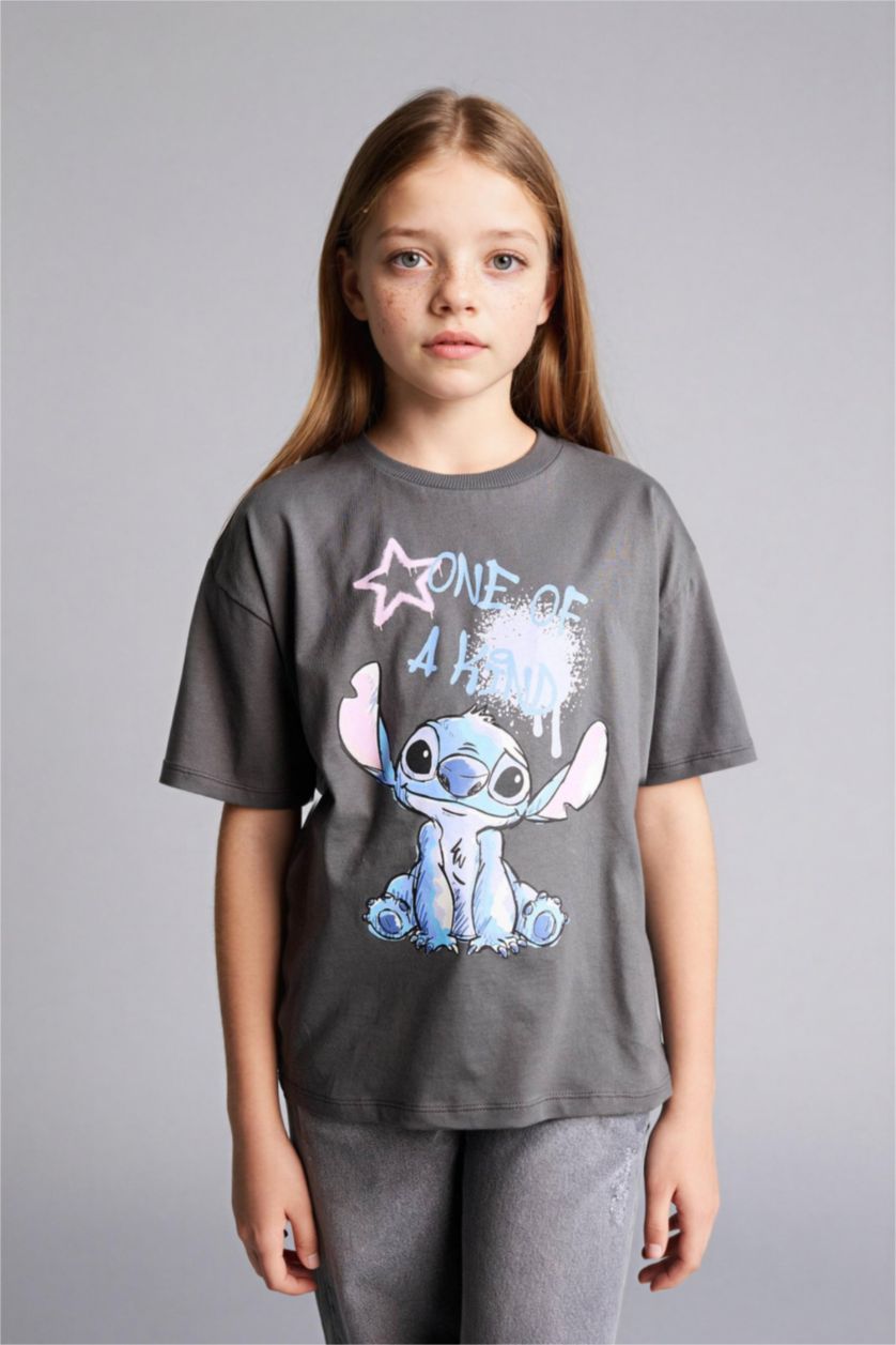 Қыздар Және Жасөспірімдер Антрацит Қыз балаларға арналған Disney Lilo & Stitch футболка