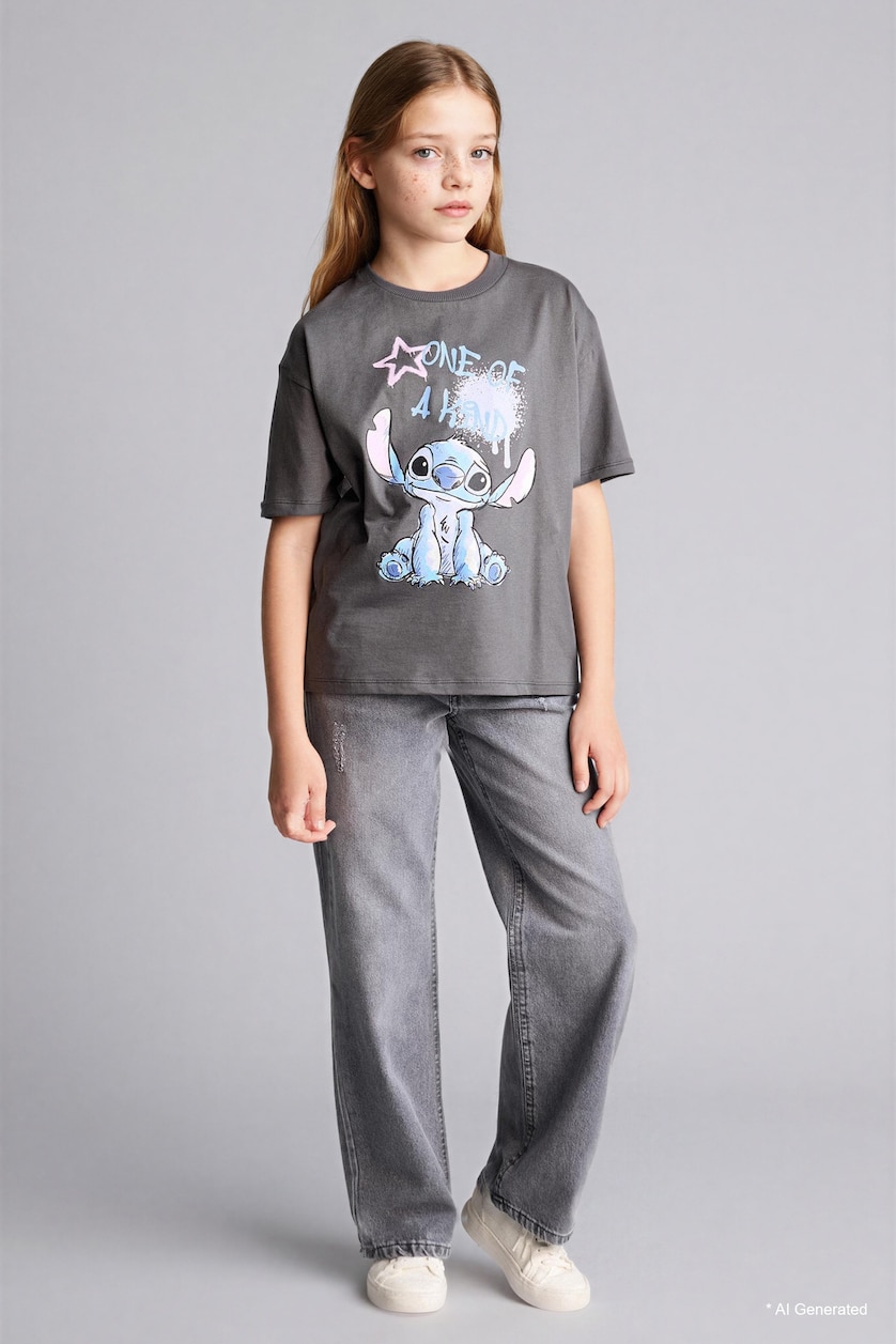 Young Girls - Teen Girls Anthracite Girl Disney Lilo & Stitch T-Shirt