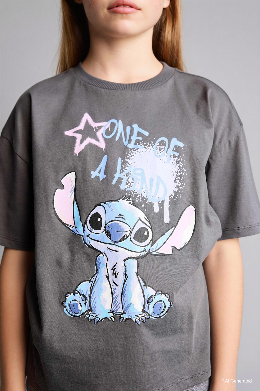 Young Girls - Teen Girls Anthracite Girl Disney Lilo & Stitch T-Shirt
