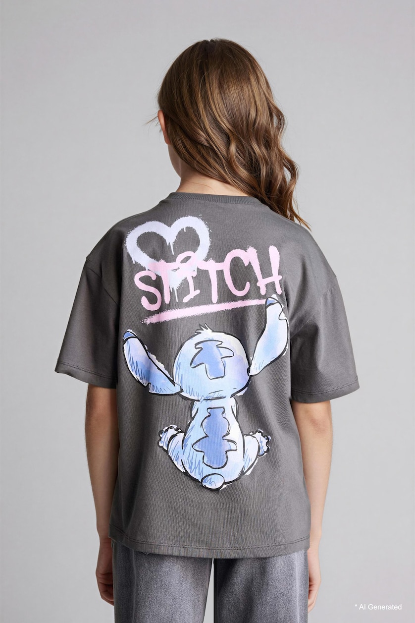 Young Girls - Teen Girls Anthracite Girl Disney Lilo & Stitch T-Shirt