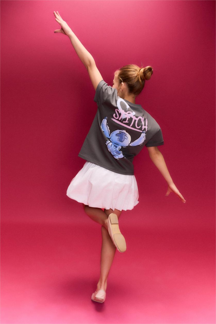 Девочки и подростки Антрацит Футболка Disney Lilo & Stitch для девочек